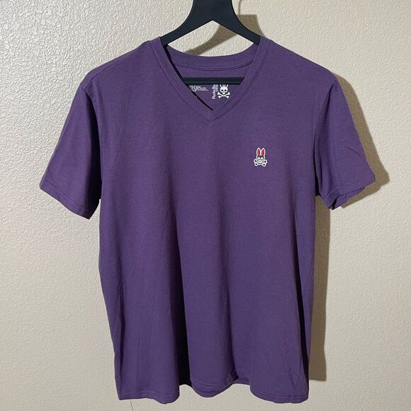 Psycho Bunny Purple V-Neck Men's Tee - Picture 1 of 5